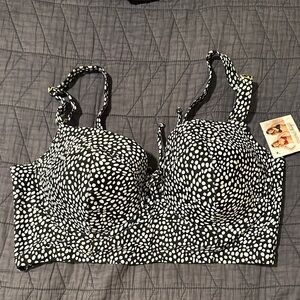 Smart & Sexy Black and White Spotted Bikini Top